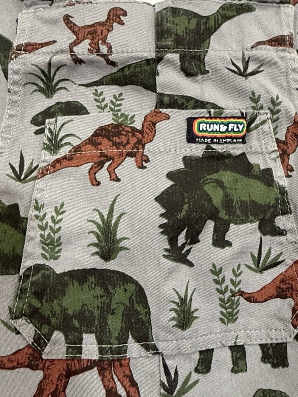 Run & Fly Adventure Dinosaur Stretch Dungarees Gray Overalls Size XS - Picture 3 of 9